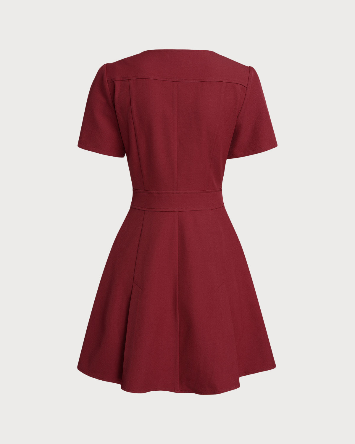 Red U Neck A-Line Mini Dress